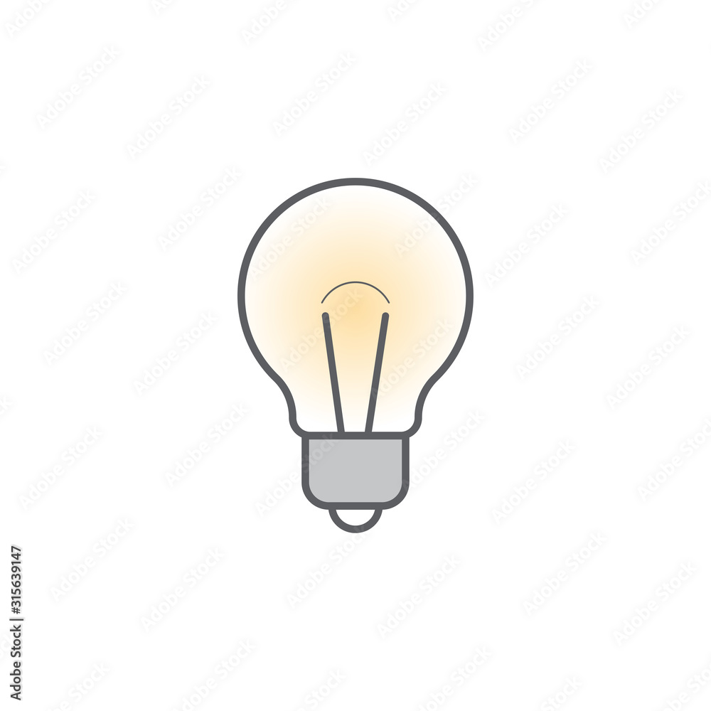 Light bulb electric icon. Vector flat illustration of lighting symbol concept. Light bulb electric icon. Vector flat illustration of lighting symbol concept.