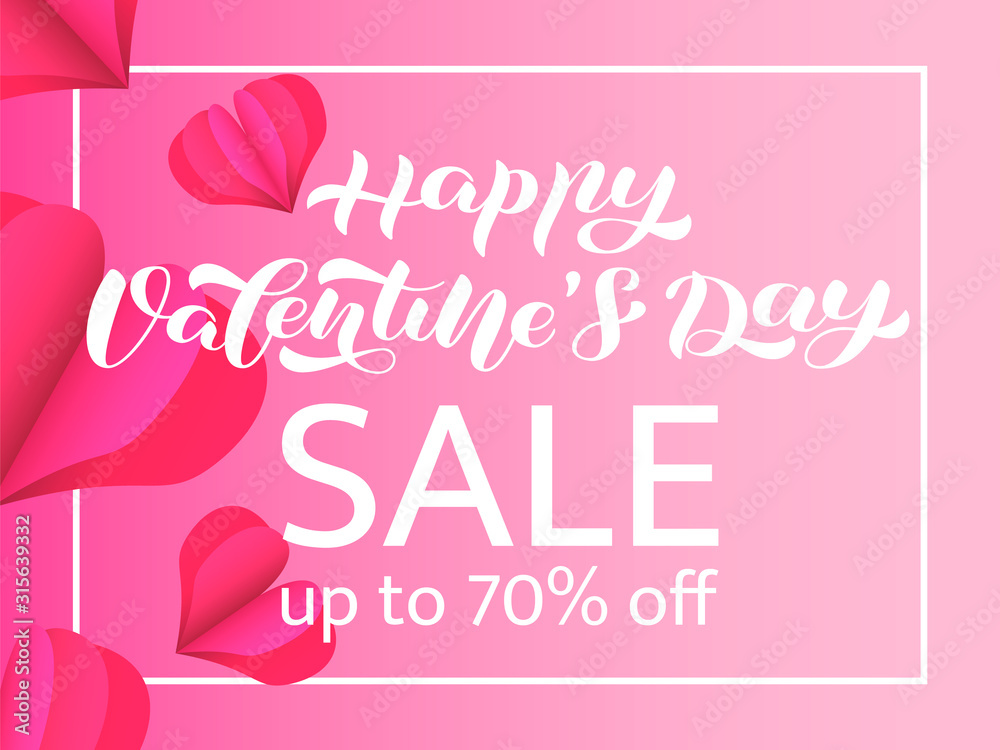Valentine's Day Sale brush lettering. Vector stock illustration for card or poster