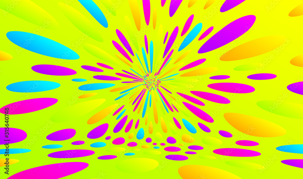 Obraz premium Abstract background with color circles. Chaotic particles in empty space. Dynamic vector illustartion.
