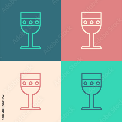 Color line Medieval goblet icon isolated on color background. Vector Illustration