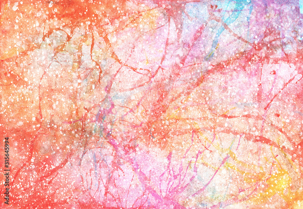 Abstract watercolor background, hand-painted texture with paints, strokes and drops.