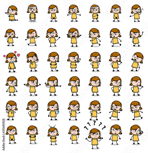 Cartoon Young Teen Poses - Collection of Concepts Vector illustrations