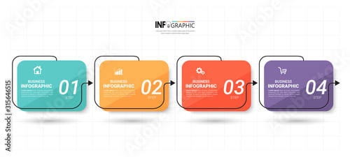 Timeline Infographics design template, linear  concept with 4 steps.