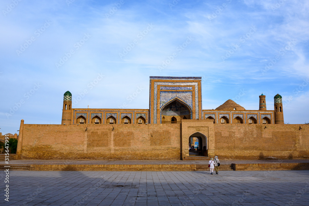 Mohammed Rakhim Khan Madrasa inside ancient walled city Itchan Kala in Khiva, Uzbekistan