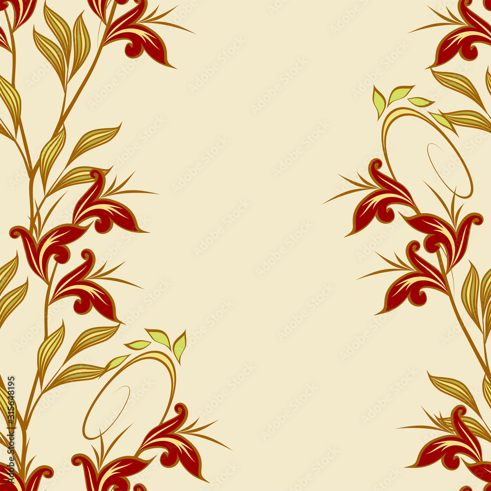 Plant pattern background with stylized flowers. Plant pattern background with stylized flowers.