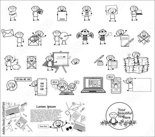 Black and White Thief Set - Collection of Concepts Vector illustrations