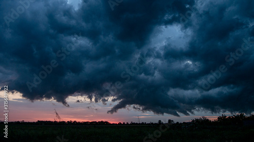 Dramatic Storm Clouds in Sunset. Climate Change and Global Warming 