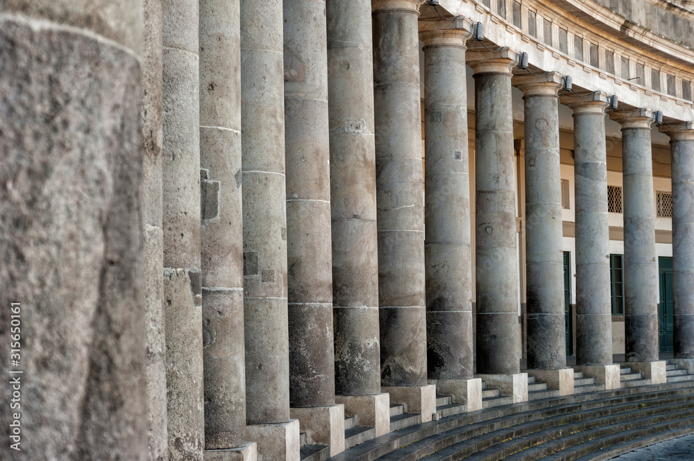 Photographs of landscapes and details of the Piazza Plebiscito in Naples
