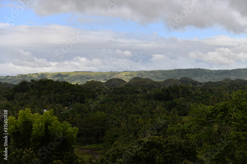 view of the chocolate hills on bohol island in the philippines