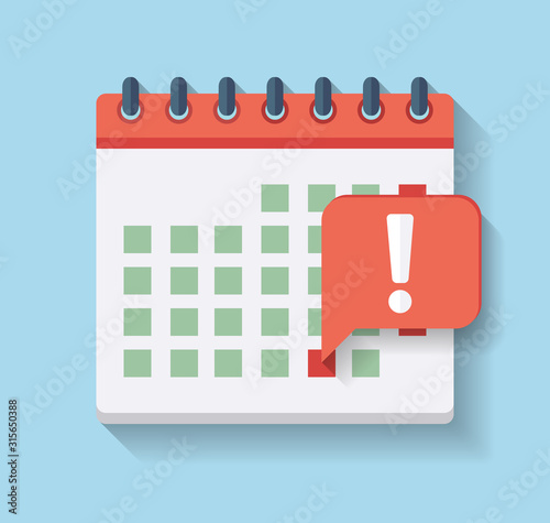 Flat vector deadline calendar Icon