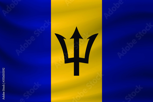 Waving flag of Barbados. Vector illustration