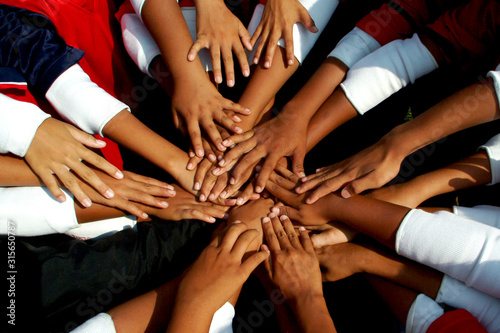 Quadro su tela The unity of students and colleagues who have completed the activity