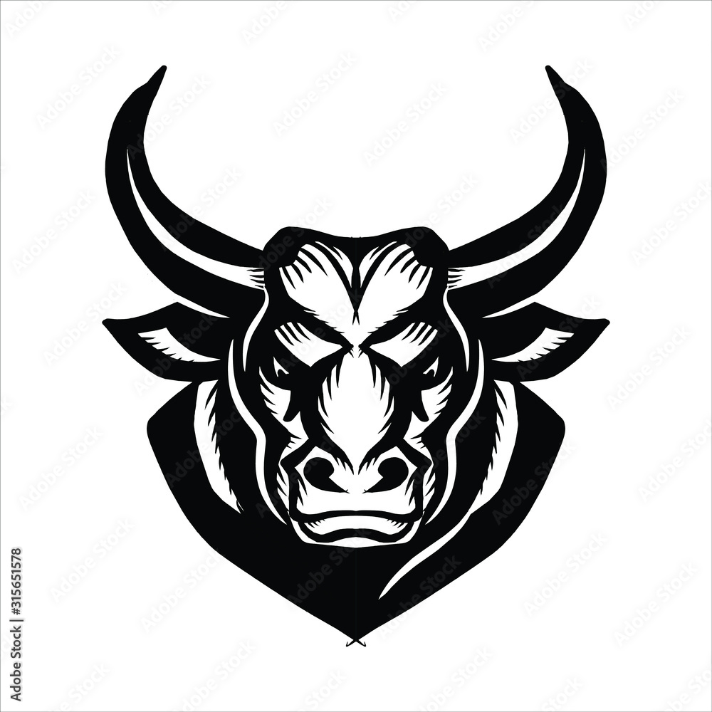 Fototapeta premium bull head logo design . bull vector icon isolate don white background. vector illustration 