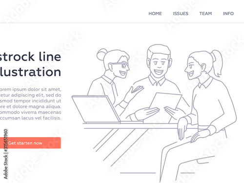 Interview - modern line design style web banner