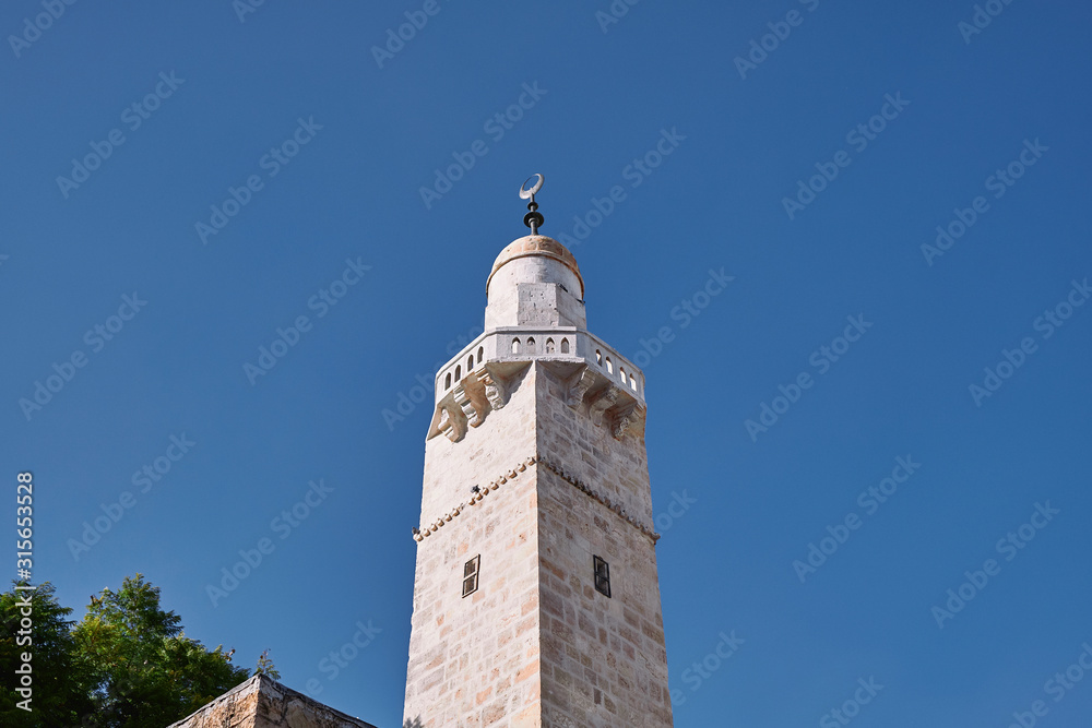 Muslim tower the Old city of Jerusalem ISRAEL.