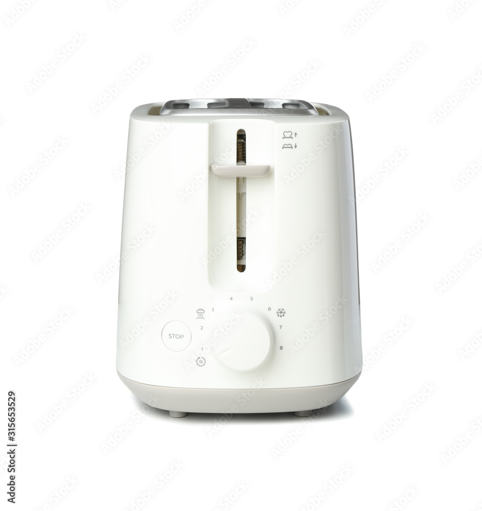 Toaster for bread isolated on white background, front view Toaster for bread isolated on white background, front view