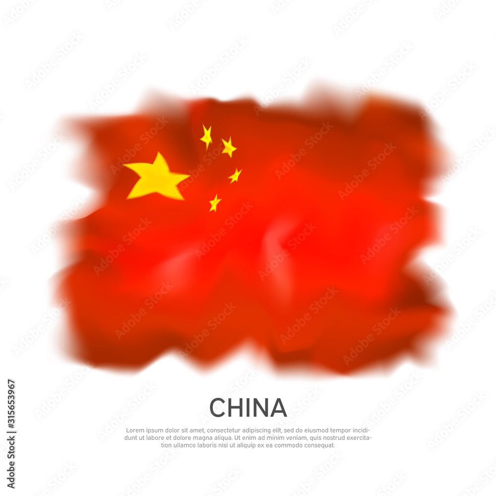 China abstract flag on white background for celebration design. Chinese new year january 25. Chinese patriotic vector, template. Graphic abstract watercolor background. China flag banner design China abstract flag on white background for celebration design. Chinese new year january 25. Chinese patriotic vector, template. Graphic abstract watercolor background. China flag banner design