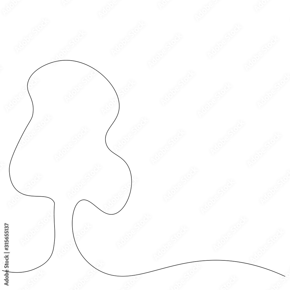 Tree background line drawing vector illustration	