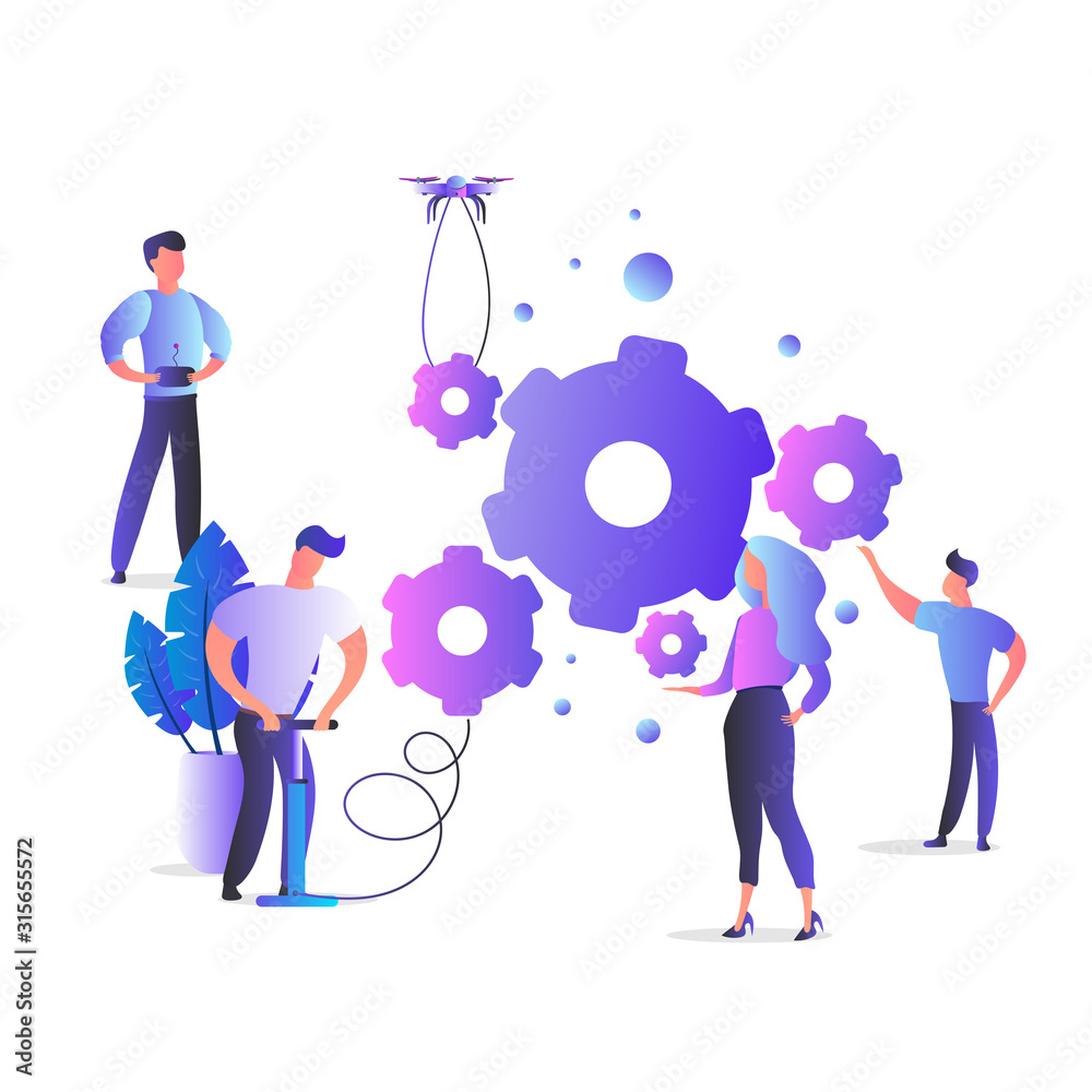 Teamwork concept. Can be used for banners, infographics, cards and posters on the topic of business. Pro style with a trendy gradient. Vector illustration