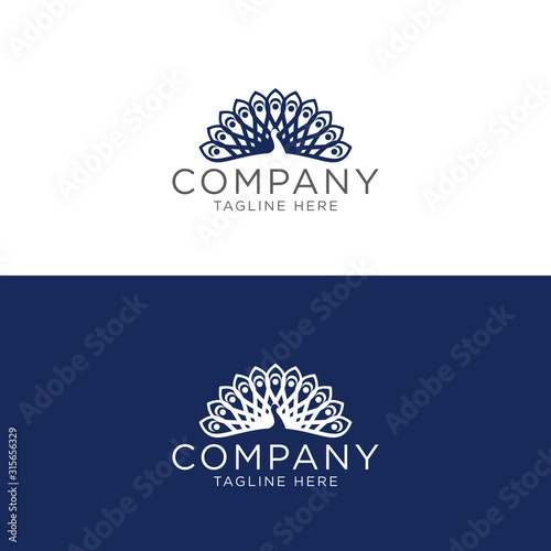 Logo design peacock negative space template