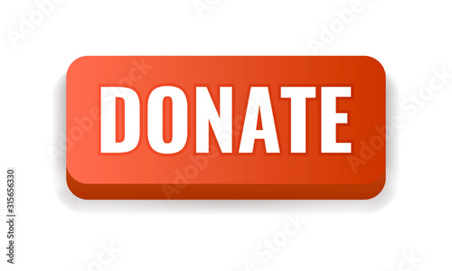 Red donate button. Vector illustration.