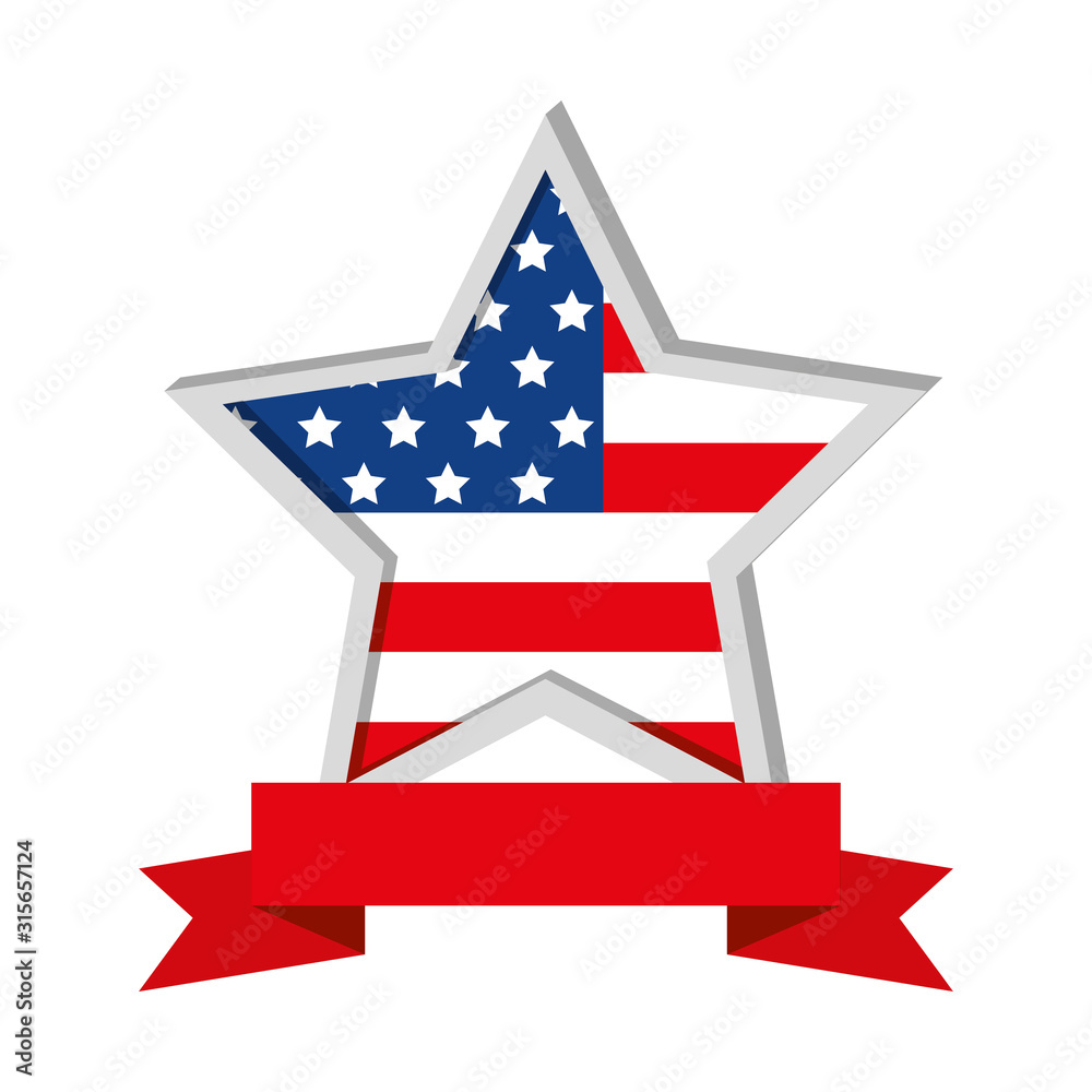 Isolated usa star and ribbon vector design Isolated usa star and ribbon vector design