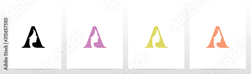Woman Face On Letter Logo Design A