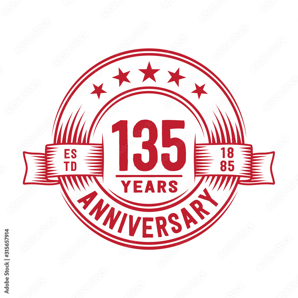 Fototapeta premium 135 years logo design template. 135th anniversary vector and illustration.
