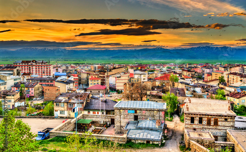 View of Erzurum town at sunset, Turkey photo