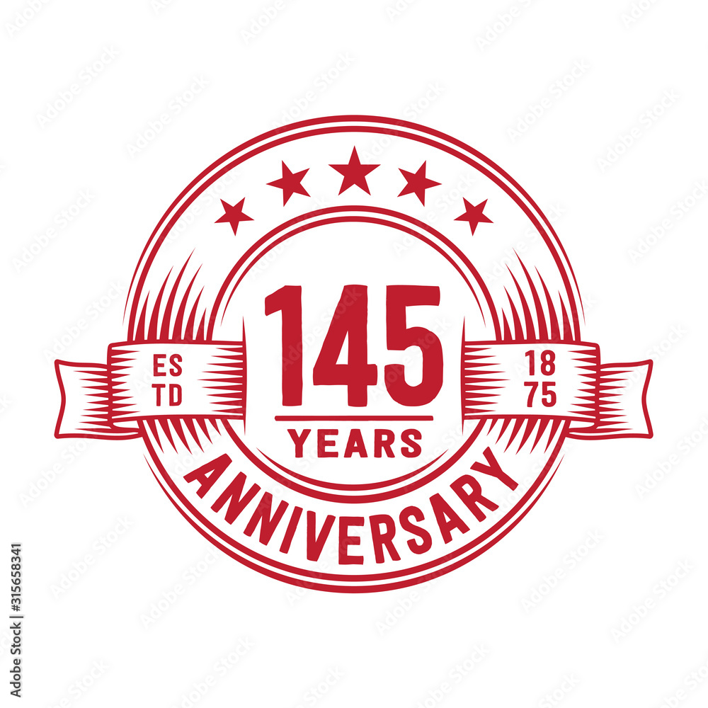 Fototapeta premium 145 years logo design template. 145th anniversary vector and illustration.