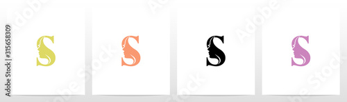 Woman Face On Letter Logo Design S