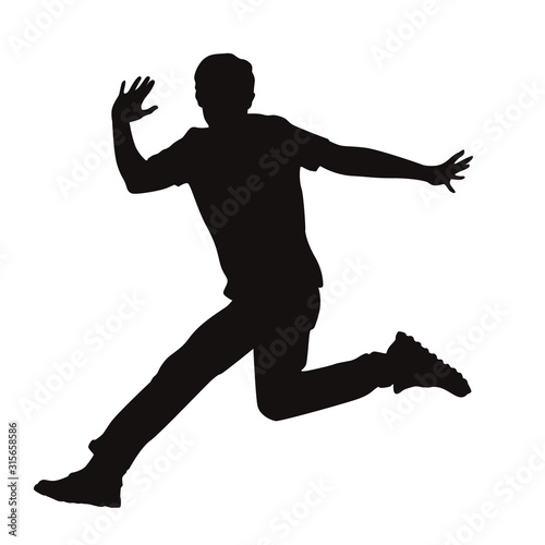 Happy Excited Man Jumping Silhouette