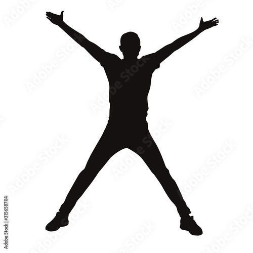 Happy Excited Man Jumping Silhouette