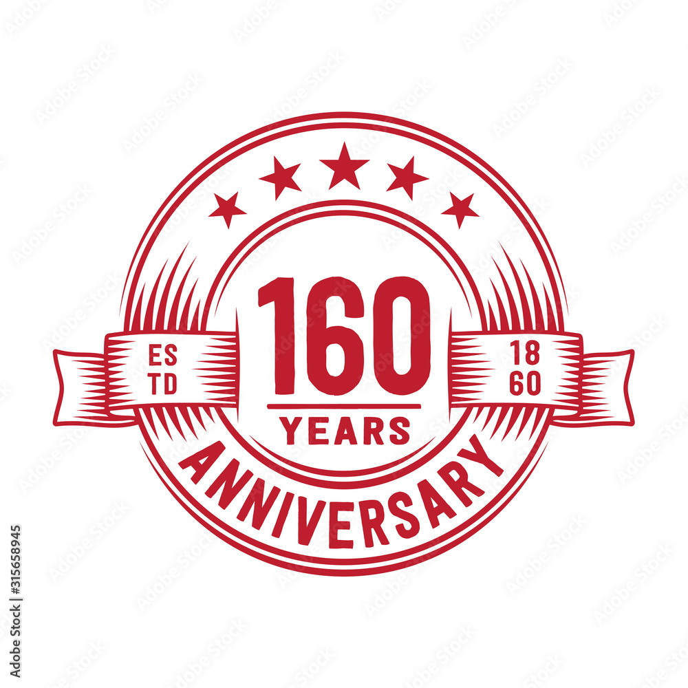 Fototapeta premium 160 years logo design template. 160th anniversary vector and illustration.