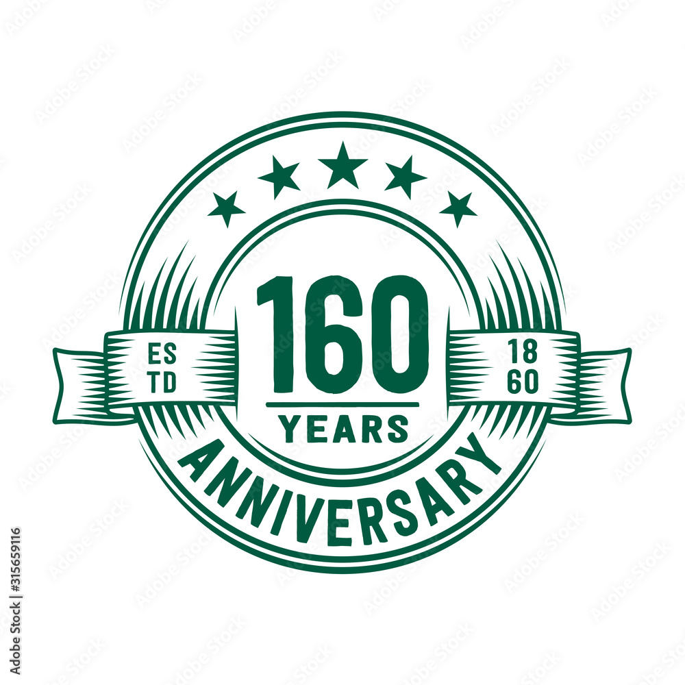 160 years logo design template. 160th anniversary vector and illustration. 160 years logo design template. 160th anniversary vector and illustration.