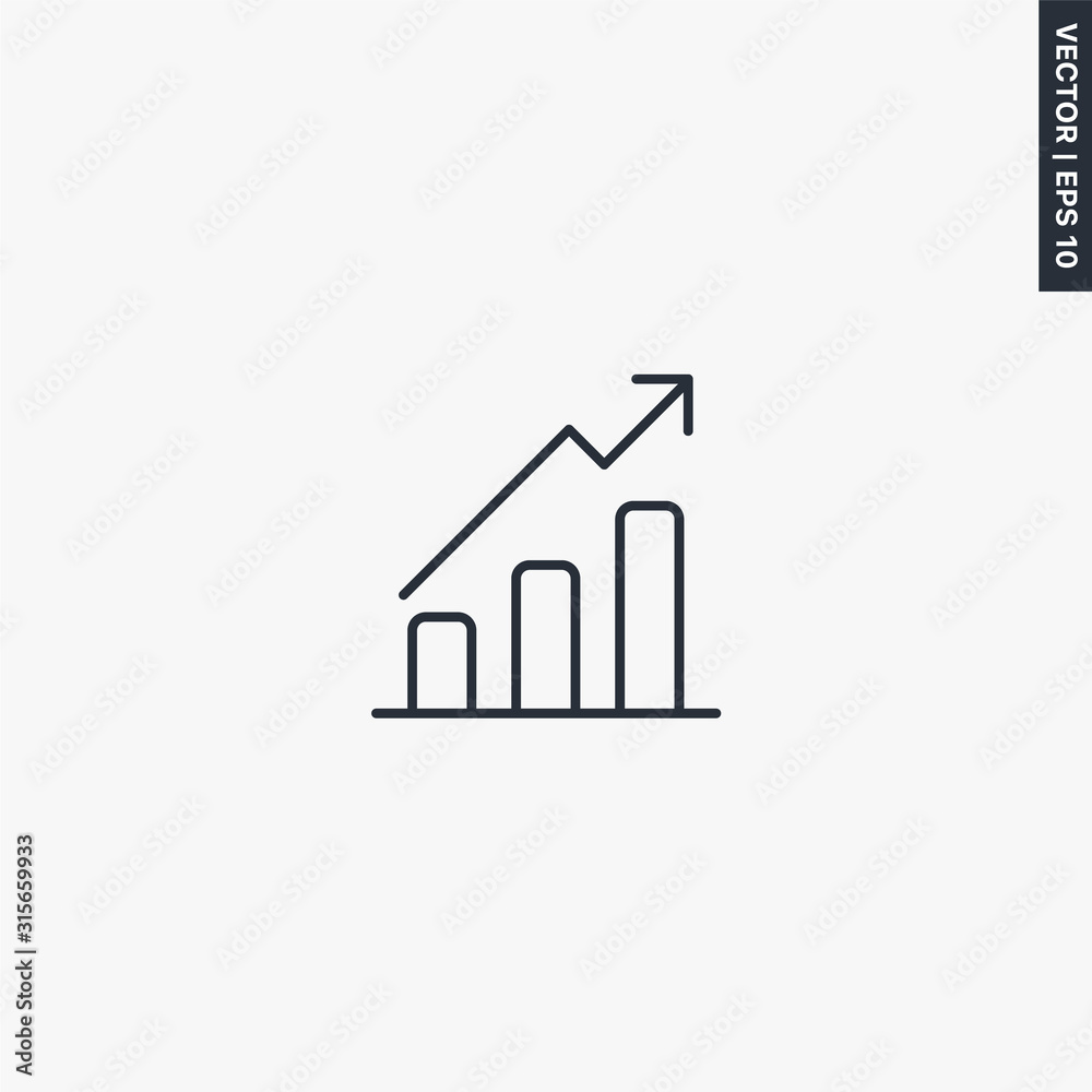 Graph icon, linear style sign for mobile concept and web design Graph icon, linear style sign for mobile concept and web design