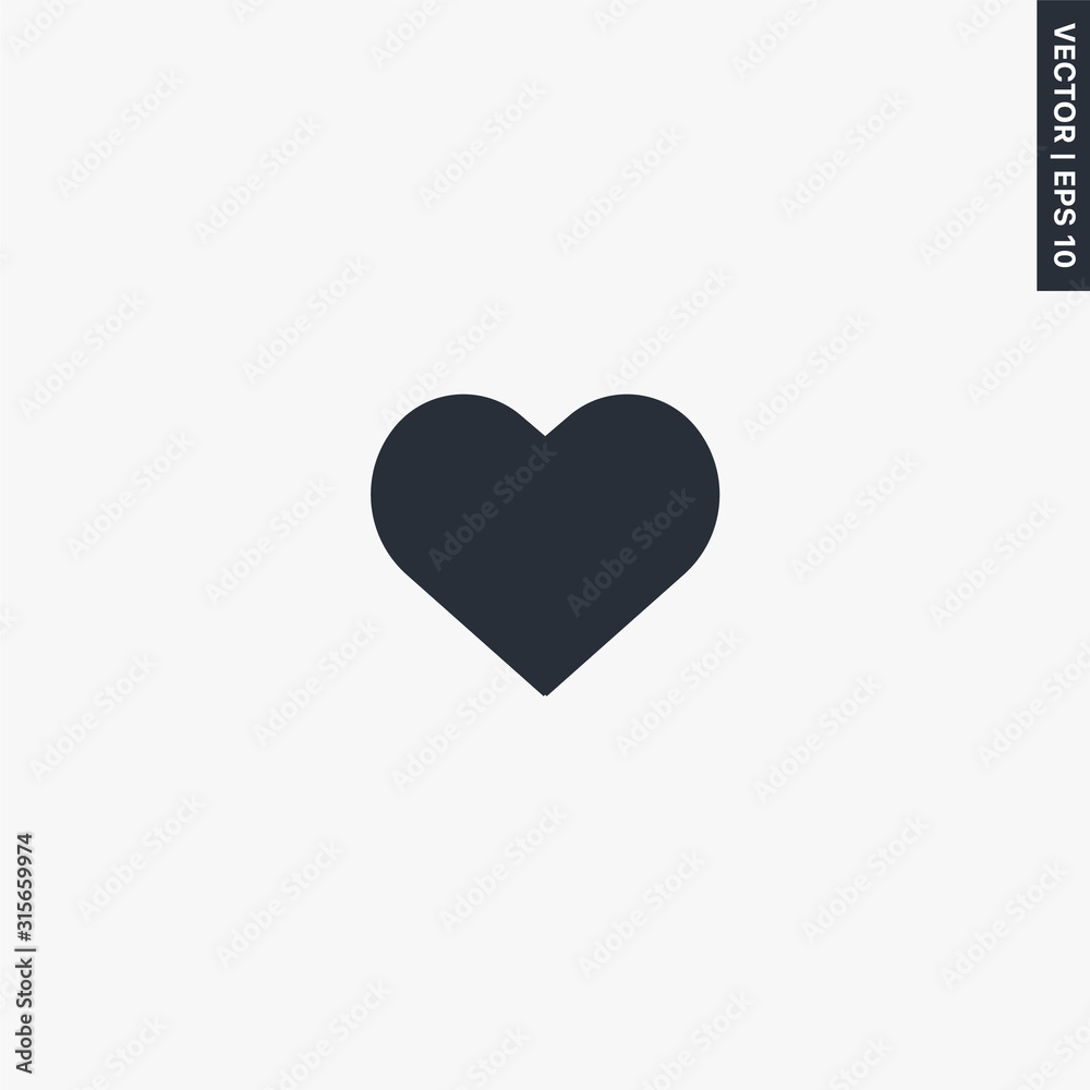 Heart, love icon, flat style sign for mobile concept and web design
