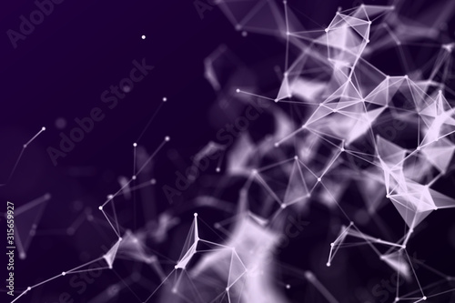 Abstract science background. Molecules technology with polygonal shapes, connecting dots and lines. Big data visualization. Connection structure concept.