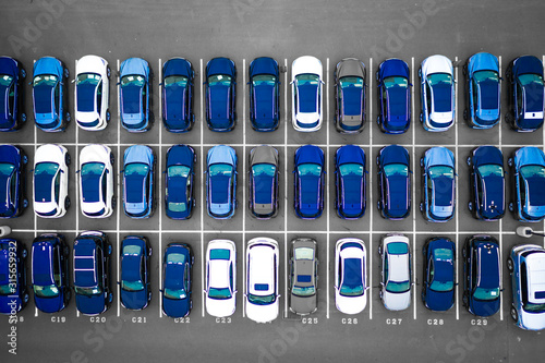 Aerial of Parked Cars