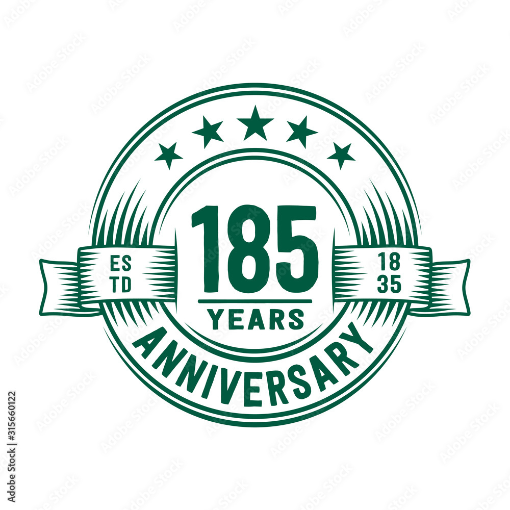 Fototapeta premium 185 years logo design template. 185th anniversary vector and illustration.