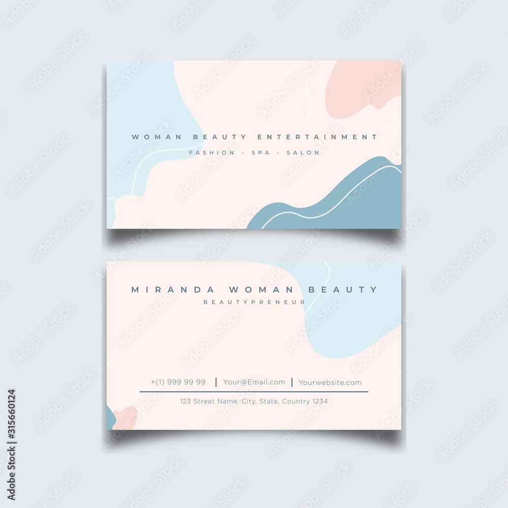 beauty Simple pink white abstract business card template