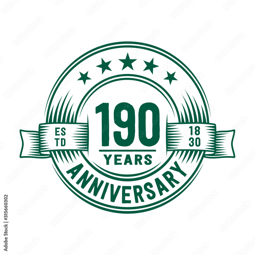 190 years logo design template. 190th anniversary vector and illustration. 190 years logo design template. 190th anniversary vector and illustration.