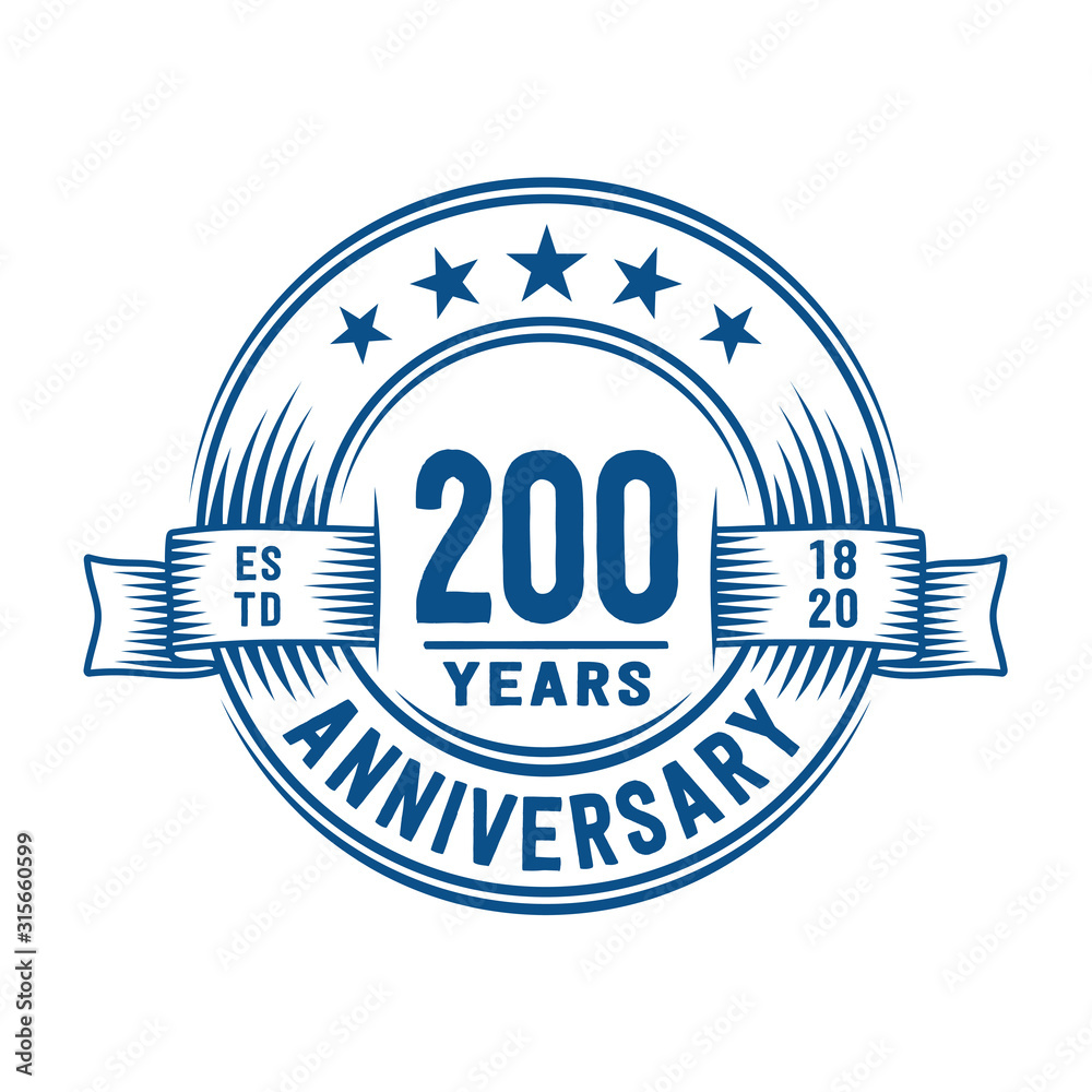 200 years logo design template. 200th anniversary vector and illustration. 200 years logo design template. 200th anniversary vector and illustration.