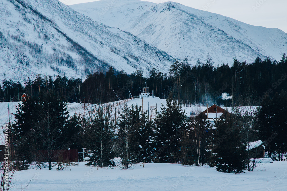 Fototapeta premium nature of Siberia in winter on lake Baikal
