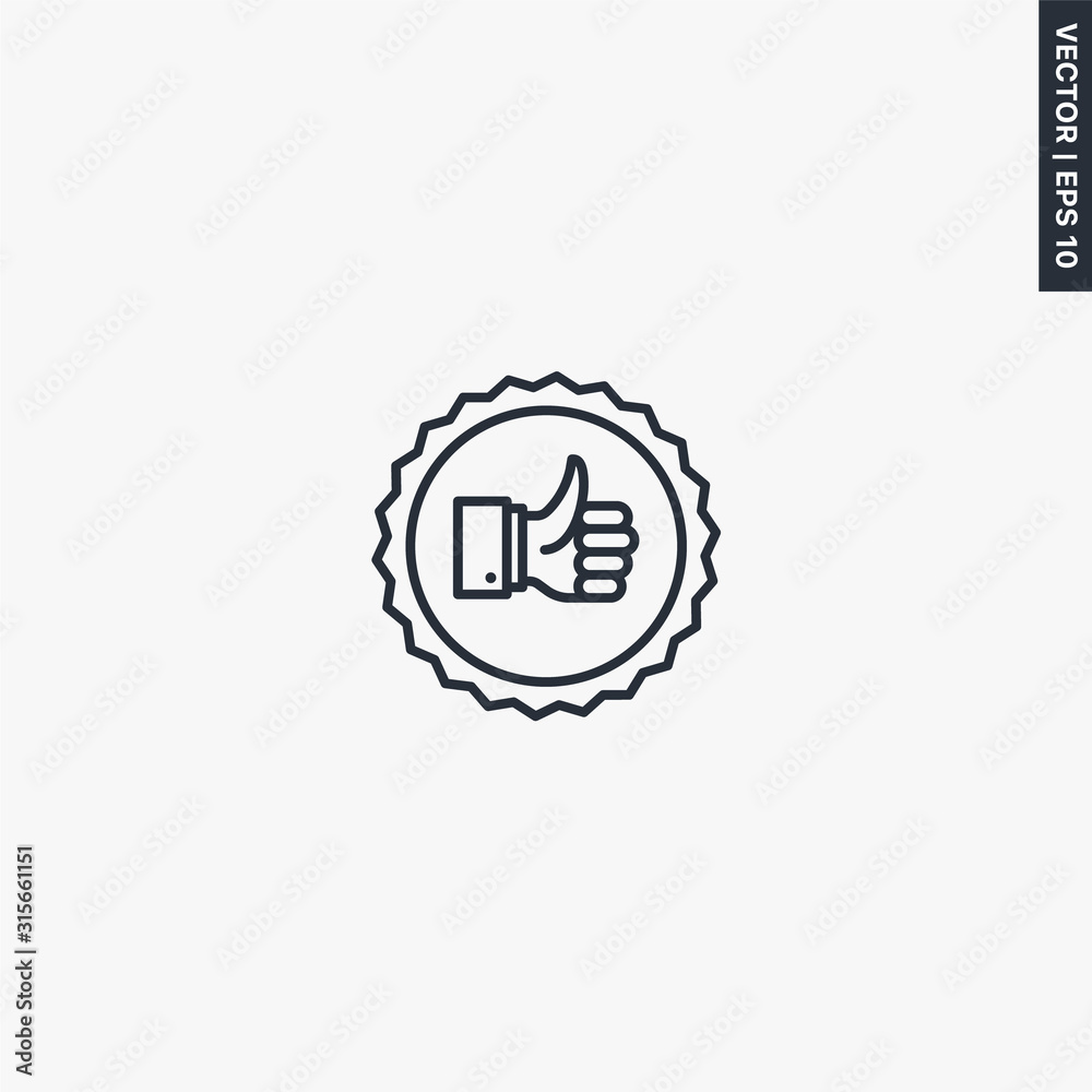 Sticker thumb up icon, linear style sign for mobile concept and web design Sticker thumb up icon, linear style sign for mobile concept and web design
