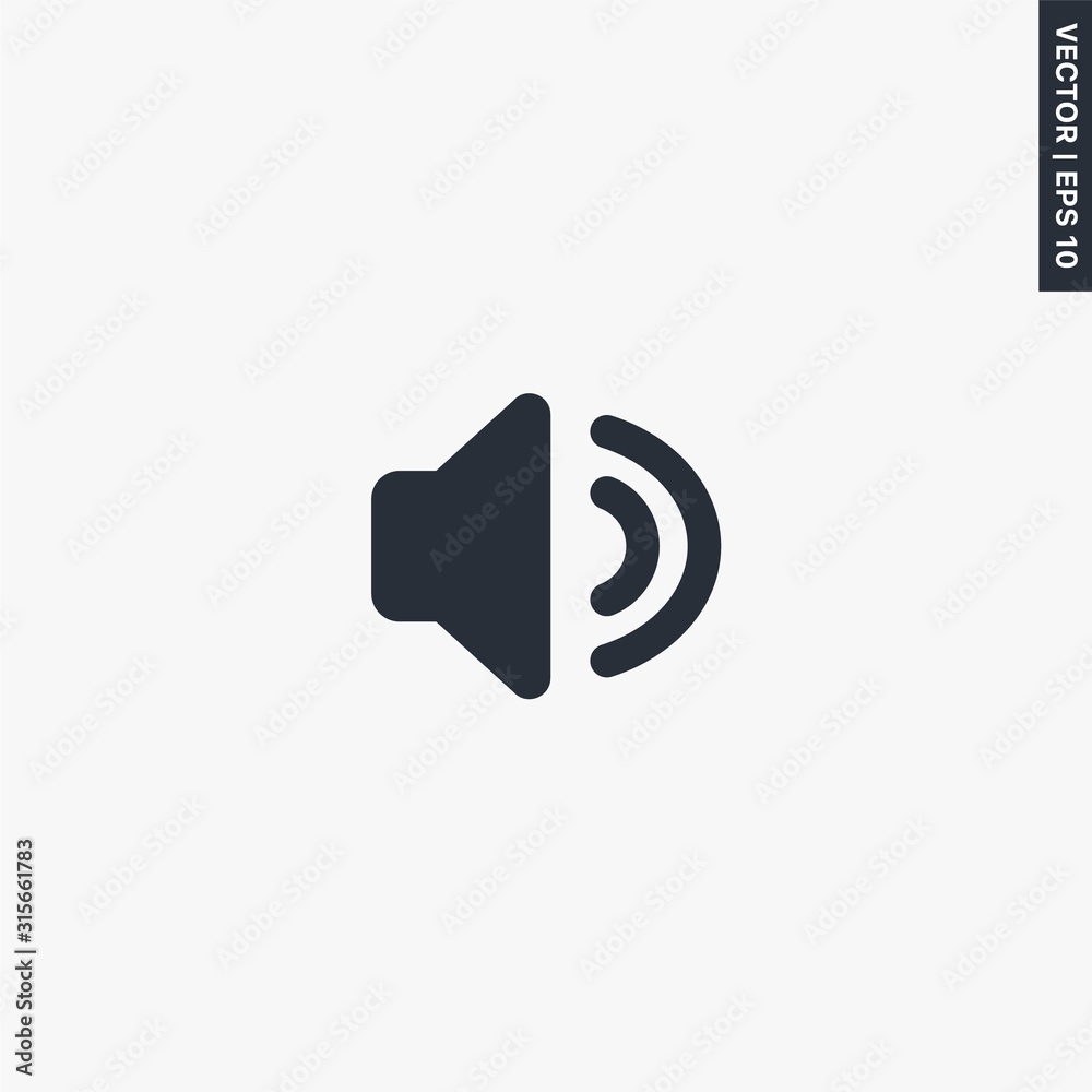 Volume, sound icon, flat style sign for mobile concept and web design