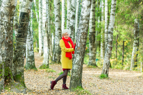 Russian birch, beautiful girl in the park © Андрей Борисов