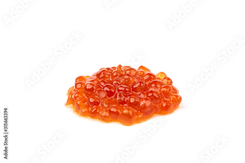 Red caviar isolated on white background.