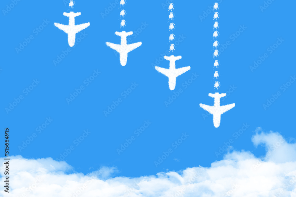 Plane on cloud shaped business failure concept. crisis, recession, decline
