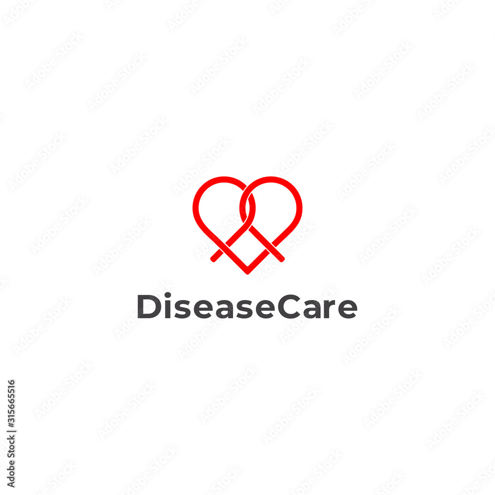 symbol vector of love ribbon disease care medical concept